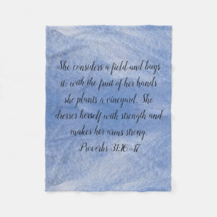 Proverbs 31 Frauenvlies Blanket Blau Fleecedecke