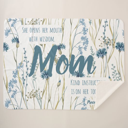 Proverbs 31 Mama Blue & Gold Blume Sherpadecke (Vorderseite (Horizontal))