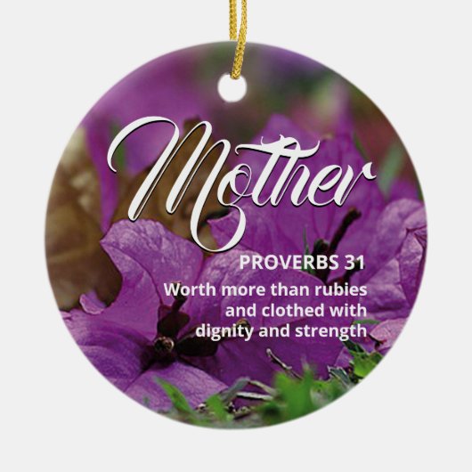 PROVERBS 31 MUTTER | Modernes, florales Christlich Keramik Ornament (Vorne)