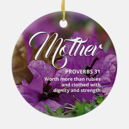 PROVERBS 31 MUTTER | Modernes, florales Christlich Keramik Ornament (Hinten)