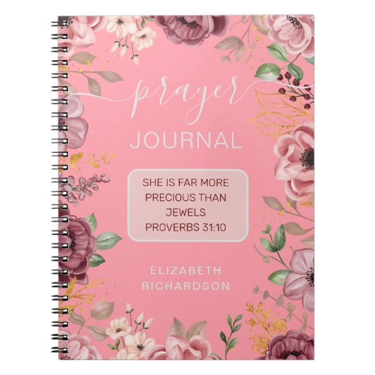 Proverbs 31 Rosa Blume Gebetszeitschrift Notizbuch Notizblock (Vorderseite)