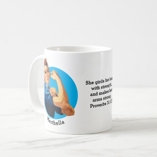 Proverbs 31 ROSIE RIVETER Personalisiert Kaffeetasse (Vorderseite Links)