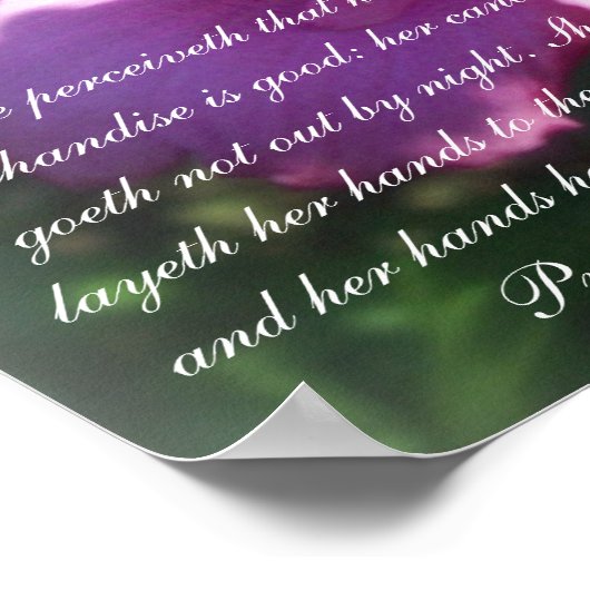Proverbs 31 Sammlung~ Pro 31:18-19 Poster (Ecke)