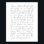 Proverbs 31 Script Poster<br><div class="desc">Sie ist mit Kraft und Würde bekleidet...  Proverbs 31 Frauenskript</div>