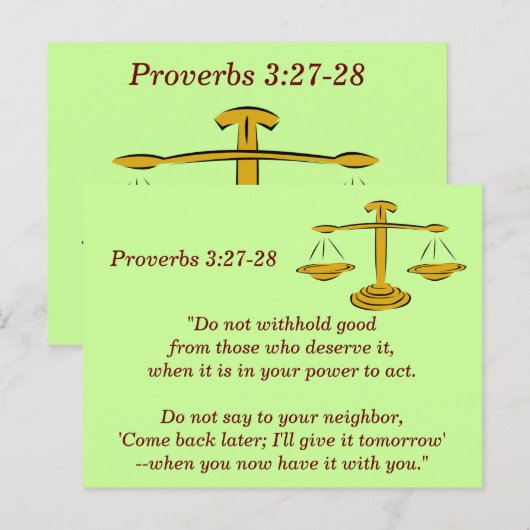Proverbs 3:27-28 Bible Verse Memory Card Postkarte (Vorne/Hinten)
