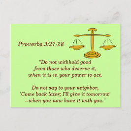 Proverbs 3:27-28 Bible Verse Memory Card Postkarte