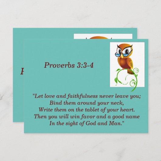 Proverbs 3:3-4 Bible Verse Memory Card Postkarte (Vorne/Hinten)