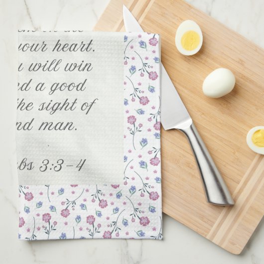 Proverbs 3:3–4 Floral Scripture  Geschirrtuch (Viertel Falte)