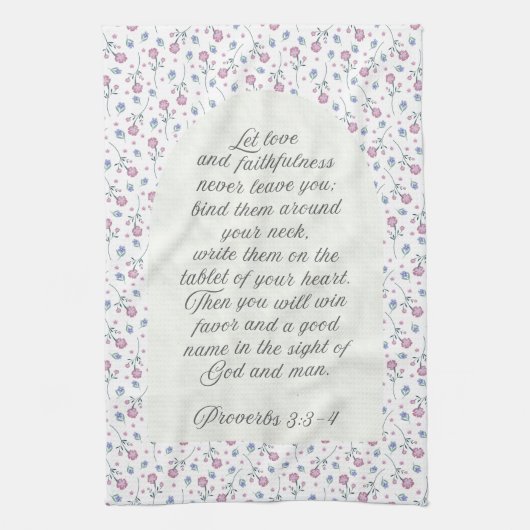 Proverbs 3:3–4 Floral Scripture  Geschirrtuch (Vertikal)