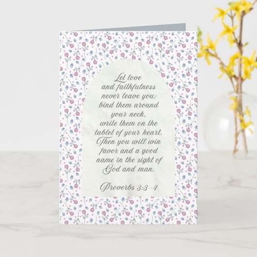 Proverbs 3:3–4 Floral Scripture  Karte (Gelbe Blume)