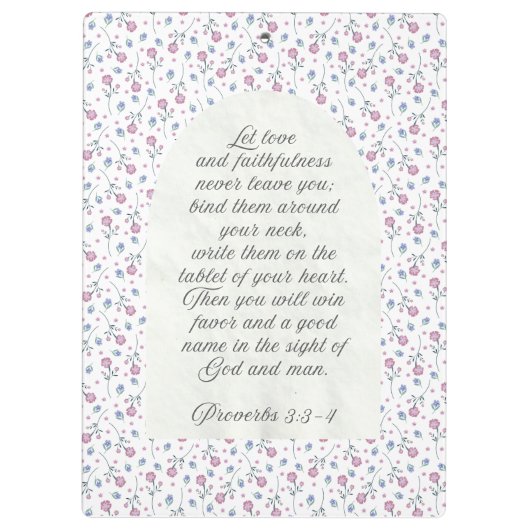 Proverbs 3:3–4 Floral Scripture  Klemmbrett (Rückseite)