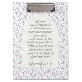 Proverbs 3:3–4 Floral Scripture  Klemmbrett (Vorderseite)