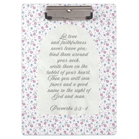 Proverbs 3:3–4 Floral Scripture  Klemmbrett (Vorderseite)