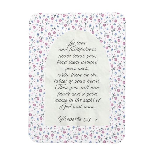 Proverbs 3:3–4 Floral Scripture  Magnet (Vertikal)