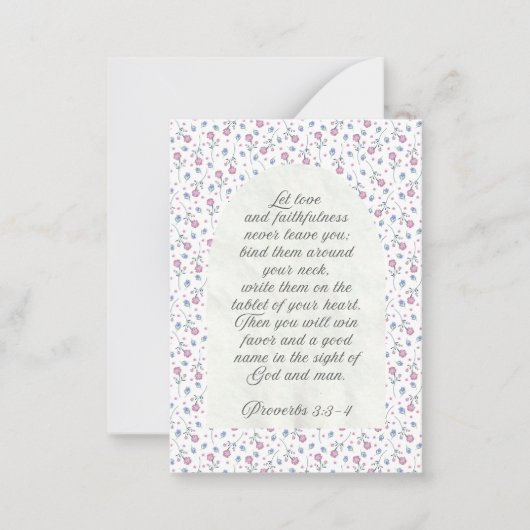 Proverbs 3:3–4 Floral Scripture  Mitteilungskarte (Vorderseite)