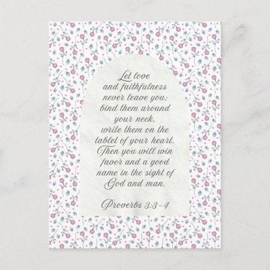 Proverbs 3:3–4 Floral Scripture  Postkarte (Vorderseite)