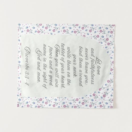 Proverbs 3:3–4 Floral Scripture  Wandteppich (Vorderseite (Horizontal))