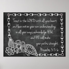 Proverbs 3:5-6 Chalkboard Style Poster