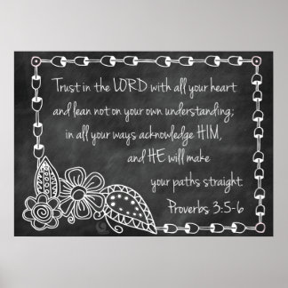 Proverbs 3:5-6 Chalkboard Style Poster