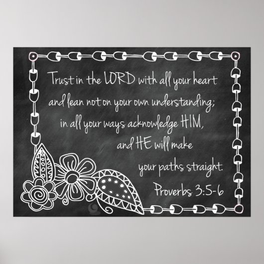 Proverbs 3:5-6 Chalkboard Style Poster (Vorne)