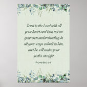 Proverbs 3:5-6 Floral Bible Verse Christian Poster (Vorne)