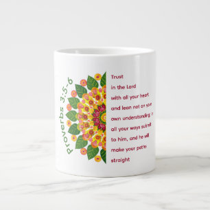 Proverbs 3:5-6 Mandala Blume Jumbo Tasse