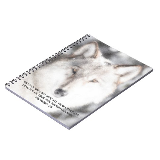 Proverbs 3:5 Wolf-Notebook Notizblock (Linke Seite)