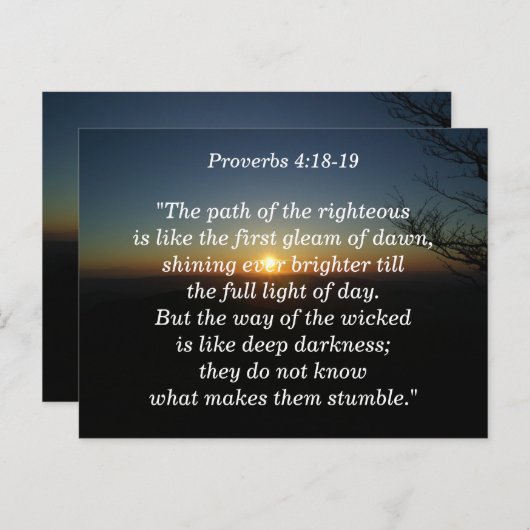 Proverbs 4:18-19 Scripture Memory Card Postkarte (Vorne/Hinten)