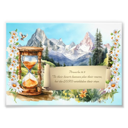 Proverbs Art Print Alps Daisies Hourglass 5 x 7 Fotodruck (Vorne)