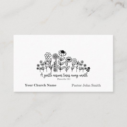 Proverbs Bible Verse Floral Doodle Church Visitenkarte (Vorderseite)