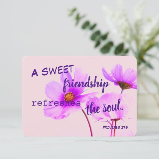 Proverbs Sweet Friendship Lavender Note Card RSVP Karte (Stehend Vorderseite)