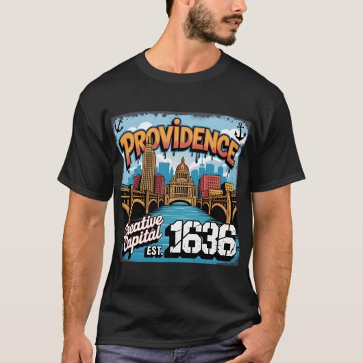 Providence Graffiti Mural Street Art Design T-Shirt (Vorderseite)