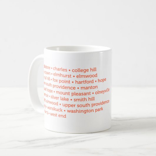 Providence-Nachbarschafts-Karten-Tasse Kaffeetasse (Vorderseite Links)