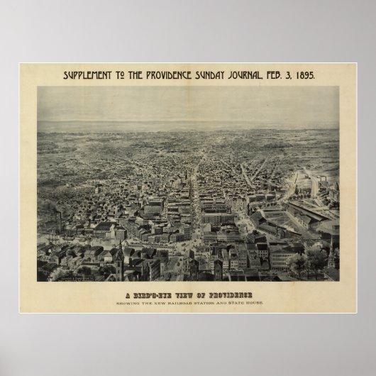 Providence Rhode Island 1894 Antique Panoramabalka Poster (Vorne)