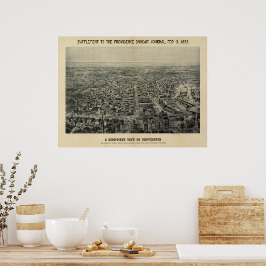 Providence Rhode Island 1894 Antique Panoramabalka Poster (Küche)