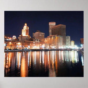 Providence, Rhode Island bei Nacht Poster