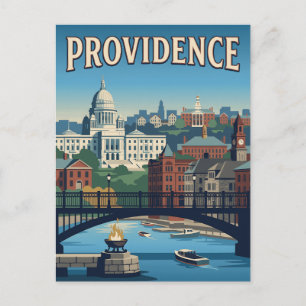 Providence Rhode Island Flussufer Vintage Poster Postkarte