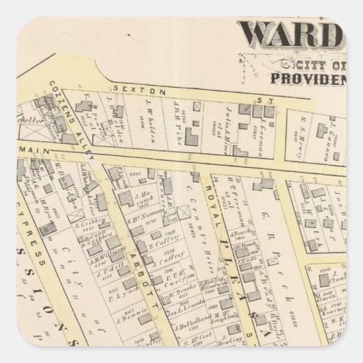 Providence Rhode Island Karte 2 Quadratischer Aufkleber (Vorderseite)