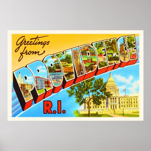 Providence Rhode Island RI Vintage Travel Souvenir Poster (Vorne)