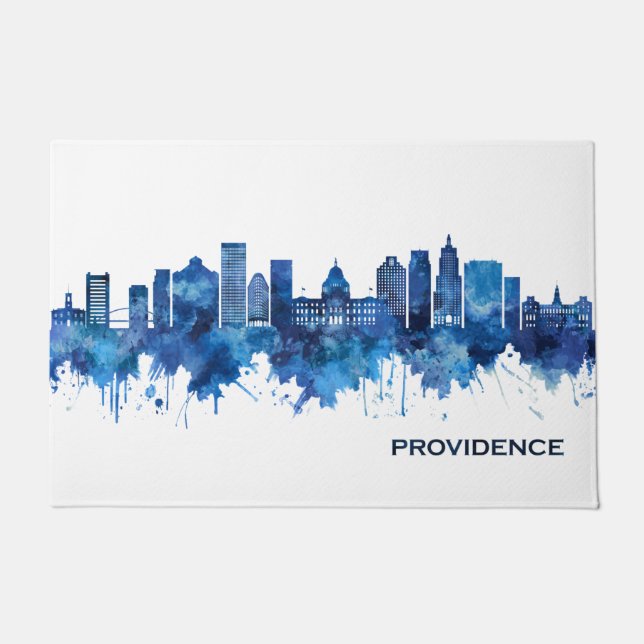 Providence Rhode Island Skyline Blue Fußmatte (Vorderseite)