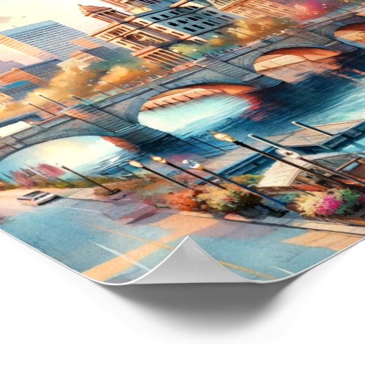 Providence Rhode Island Travel Places watercolor Poster (Ecke)