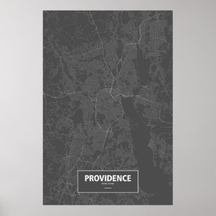 Providence, Rhode Island (weiß auf Schwarzem) Poster