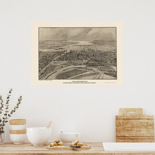 Providence, RI Panoramic Map - 1896 Poster (Küche)