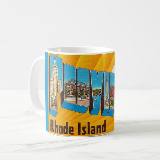Providence RI Retro-Postkarten-Tasse Kaffeetasse (Vorderseite Links)