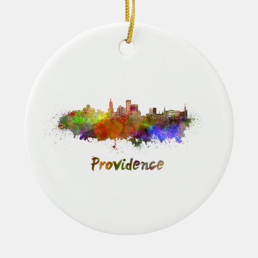 Providence skyline im Watercolor Keramik Ornament (Vorne)