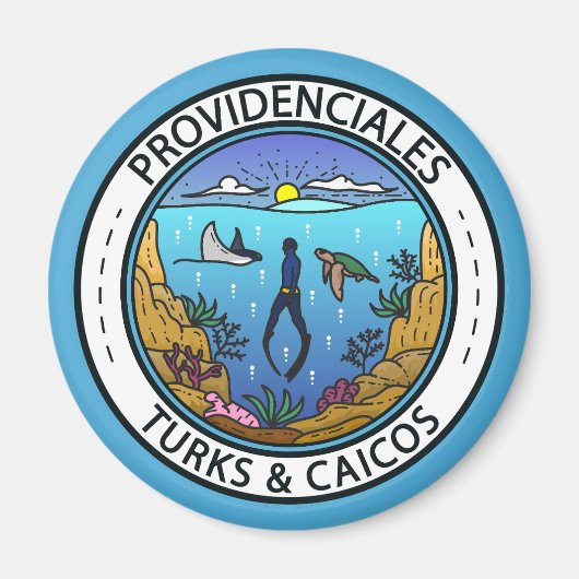 Providenciales Turks and Caicos Scuba Abzeichen Magnet (Vorne)