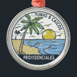 Providenciales Turks und Caicos Vintag Ornament Aus Metall<br><div class="desc">Providenciales Vektorgrafik Design. Providenciales,  auch Provo genannt,  ist eine Insel im Archipel der Türken und Caicos,  im Atlantischen Ozean. Er ist von sanften Sandstränden umgeben,  von denen viele an der Nordküste liegen.</div>