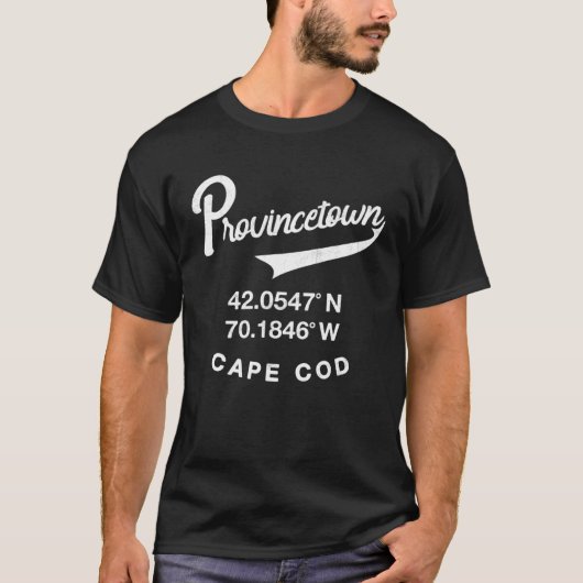 Provincetown Cape Cod Coordinates Retro T-Shirt (Vorderseite)