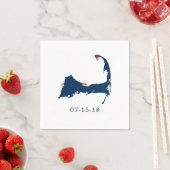 Provincetown Cape Cod Map Blue and Red Heart Serviette (Beispiel)