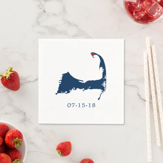 Provincetown Cape Cod Map Blue and Red Heart Serviette (Beispiel)